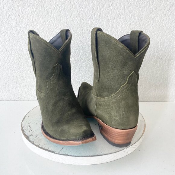 Lane EMMA JANE Womens Cowboy Bootie 9 Green Suede Western Cowgirl Ankle Boots - Picture 1 of 11